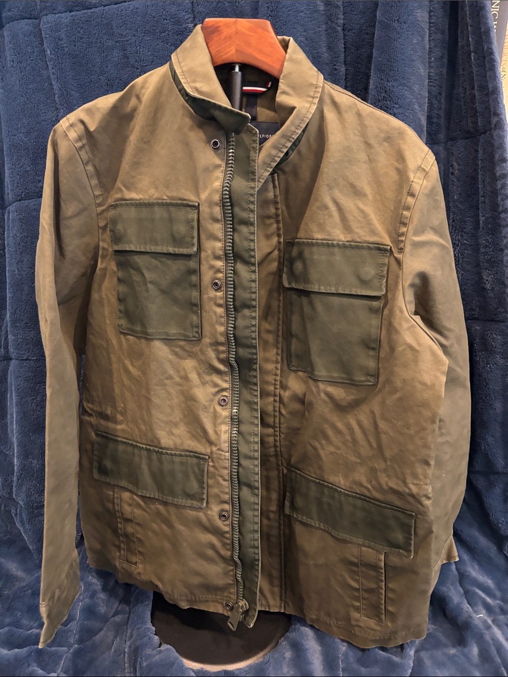 Tommy Hilfiger Men’s Olive Green Field Utility Jacket 4 Pocket Medium